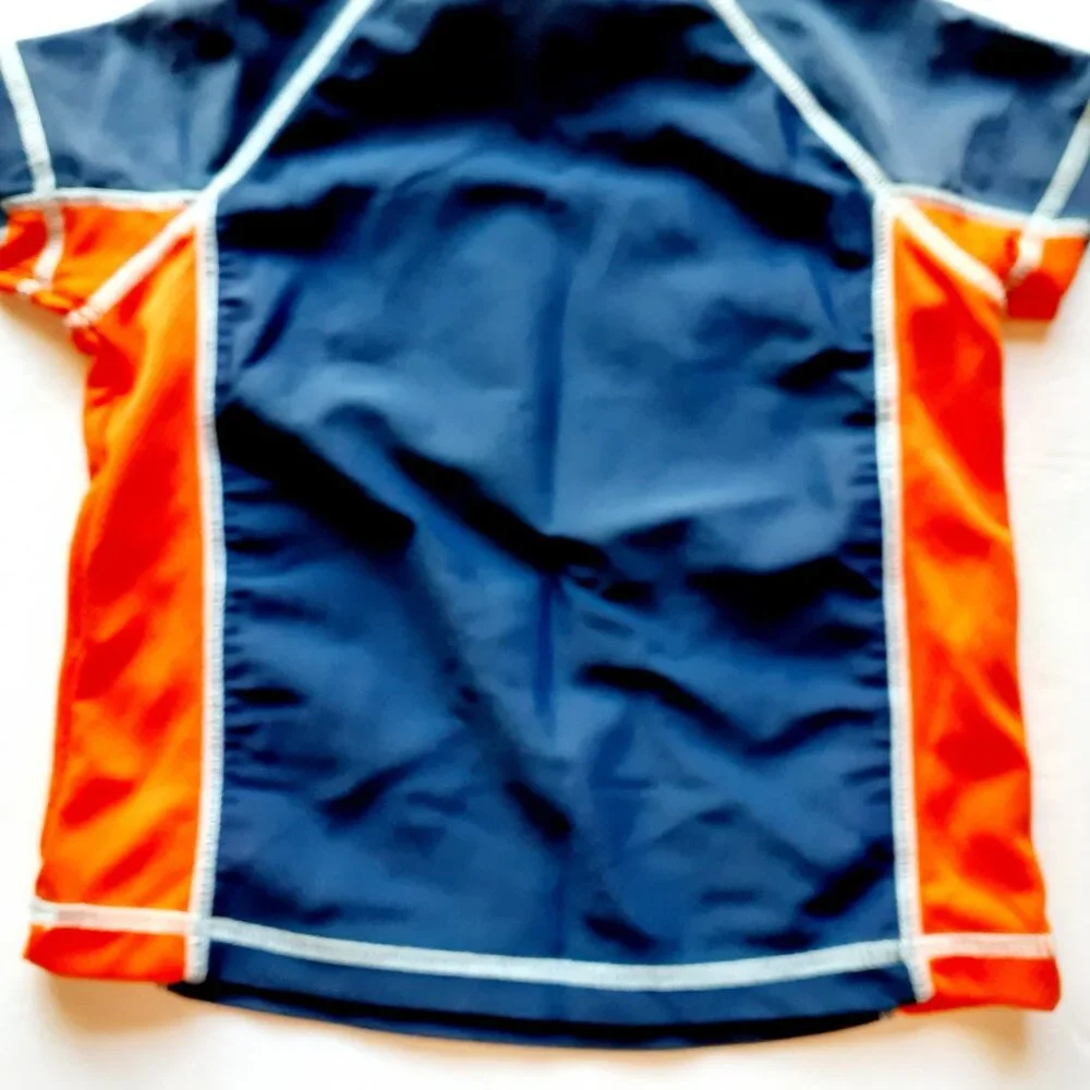 Carter's Boys Rash Guard Shark Blue Orange Swim Top 3T